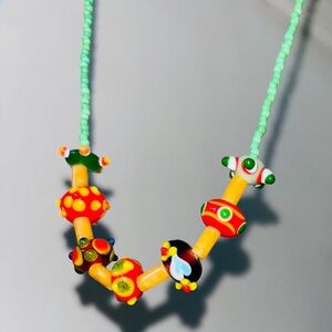 NWOT 34” “Bergdorf Goodman” Beaded Multicolored Necklace wLampwork glass beads